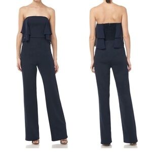 Halston Black Strapless Jumpsuit-size 2